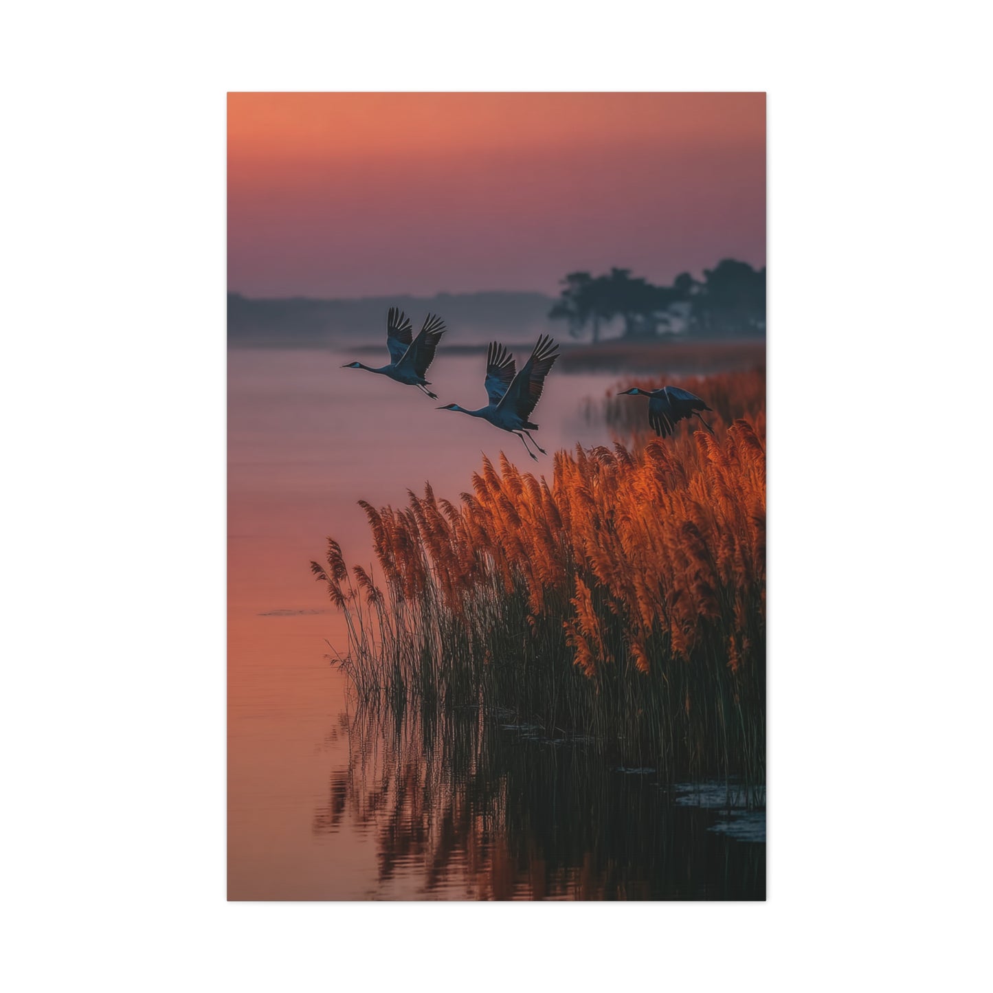 Autumn Marsh Sunrise Geese Wall Art & Canvas Print