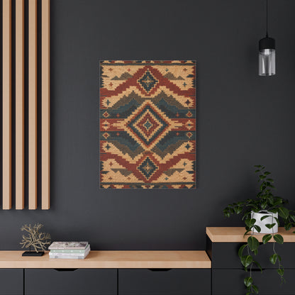 Navajo Inspired Geometric Textile Southwest Wall Art & Canvas Print
