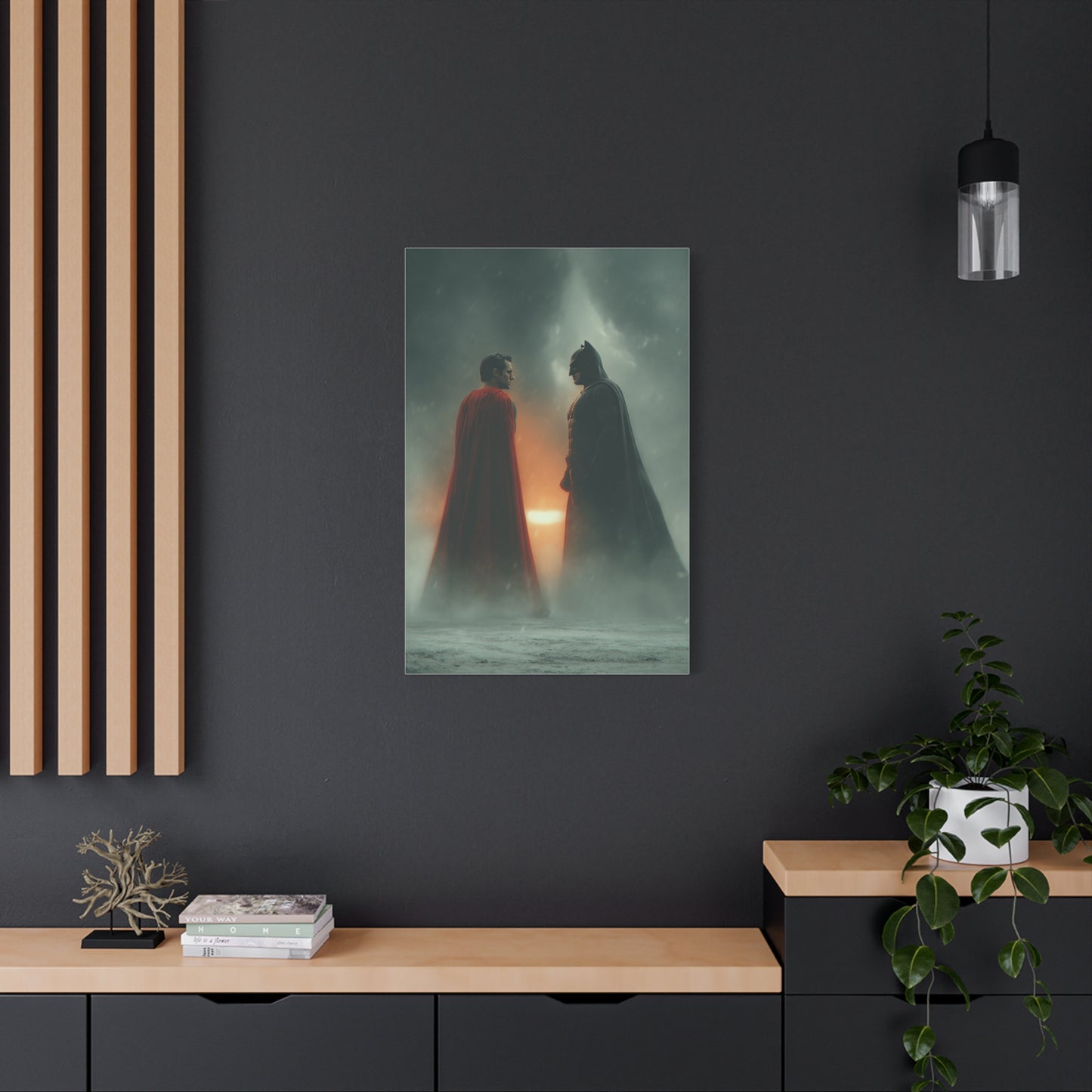 Batman vs Superman Foggy Standoff Poster Wall Art & Canvas Print