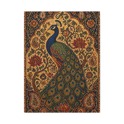 Ornamental Kalamkari Peacock Wall Art & Canvas Print