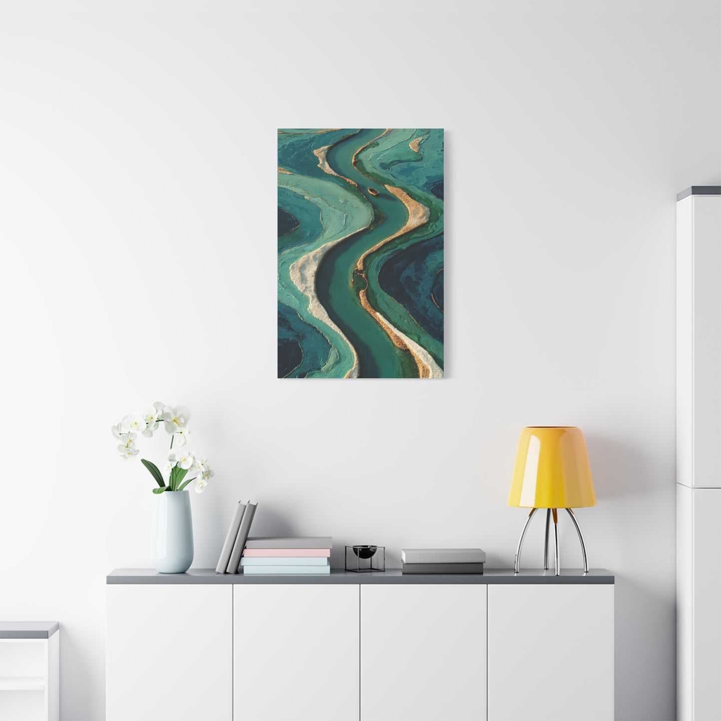 Aerial Marsh Green River Abstract Wall Art & Canvas Print