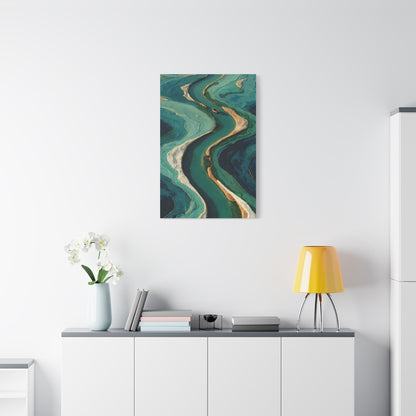 Aerial Marsh Green River Abstract Wall Art & Canvas Print