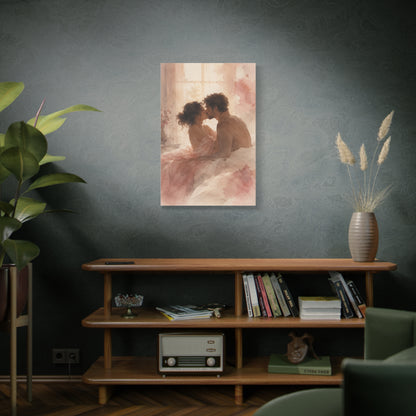 Soft Watercolor Intimate Kiss Scene Wall Art & Canvas Print