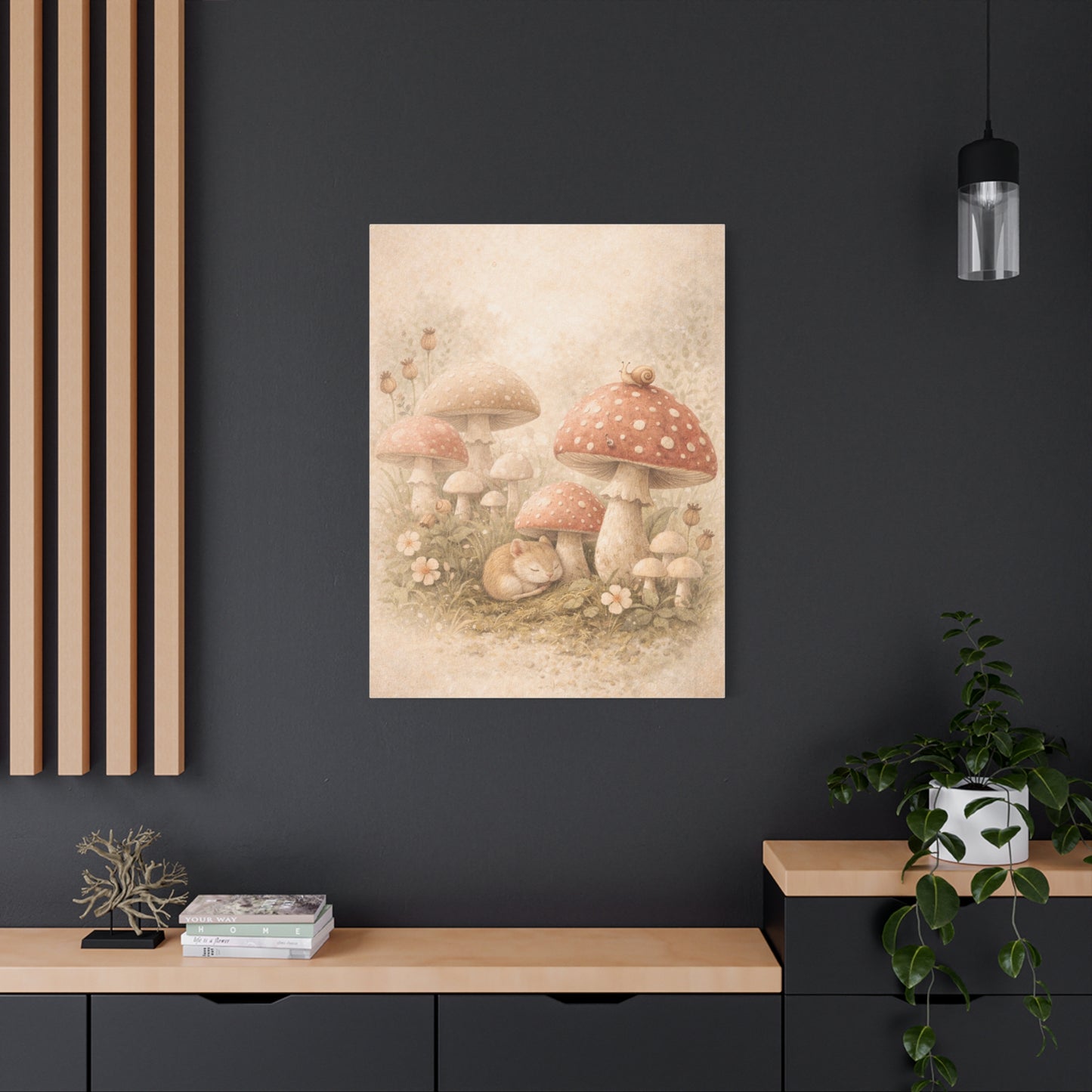 Soft Nursery Mushroom Garden Storybook Scene Wall Art & Canvas Print
