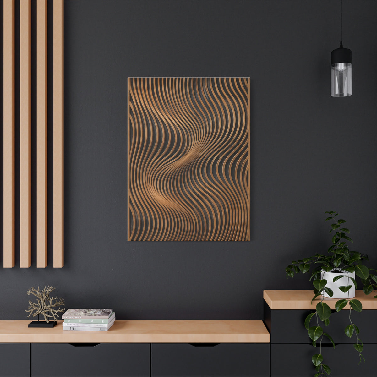 Minimal Slatted Wave Flow Panel Wall Art & Canvas Print