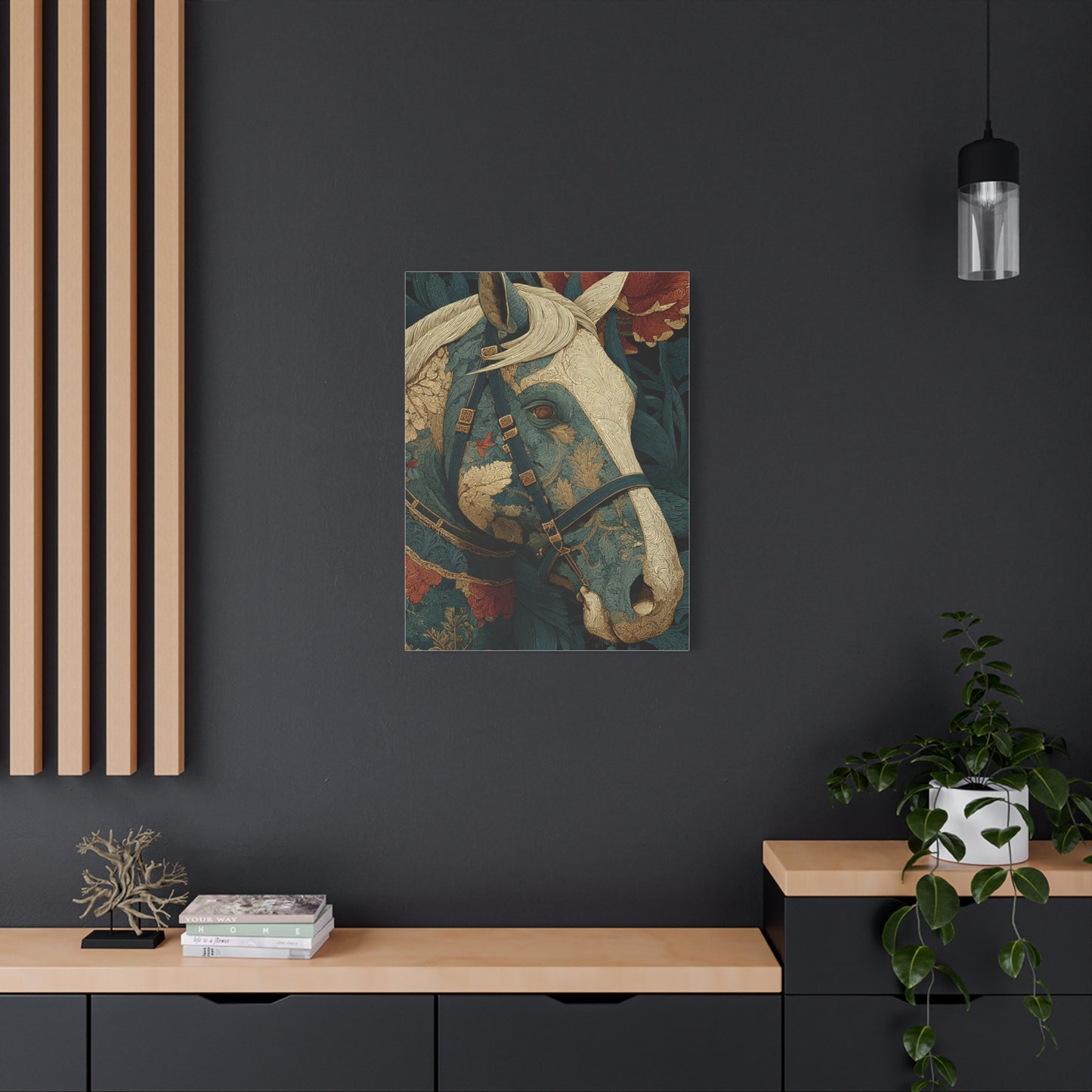 Ornamental Botanical Horse Portrait Wall Art & Canvas Print