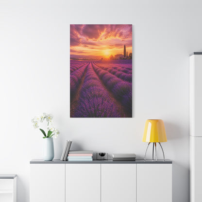 Lavender Fields Sunset Landscape Wall Art & Canvas Print