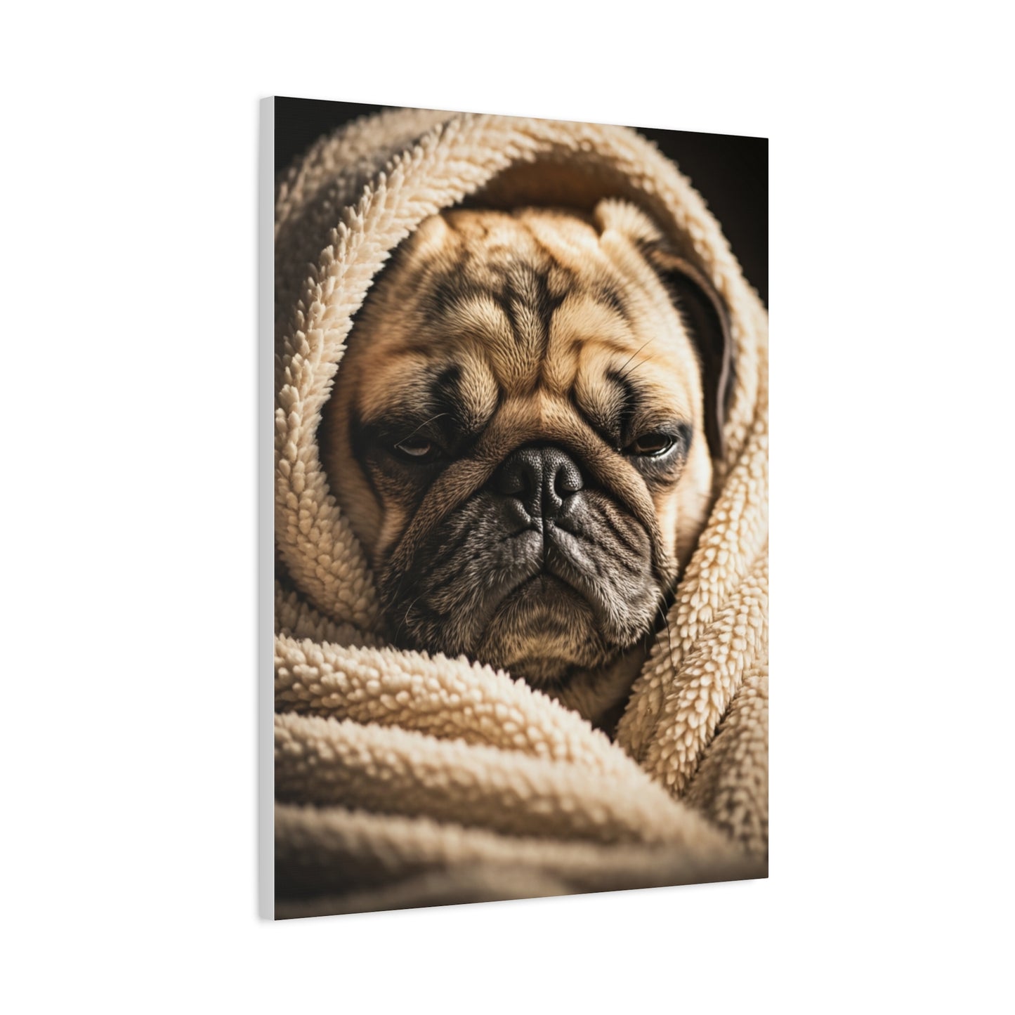 Wrapped in Warmth Pug Wall Art & Canvas Print