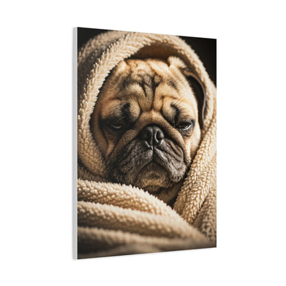 Wrapped in Warmth Pug Wall Art & Canvas Print