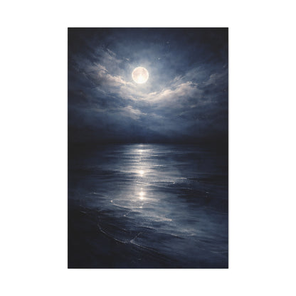 Moonlit Ocean Horizon Wall Art & Canvas Print