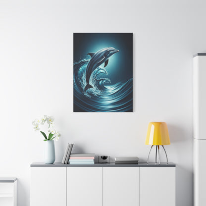 Dolphin Leaping Through Blue Ocean Waves Wall Art & Canvas Prints