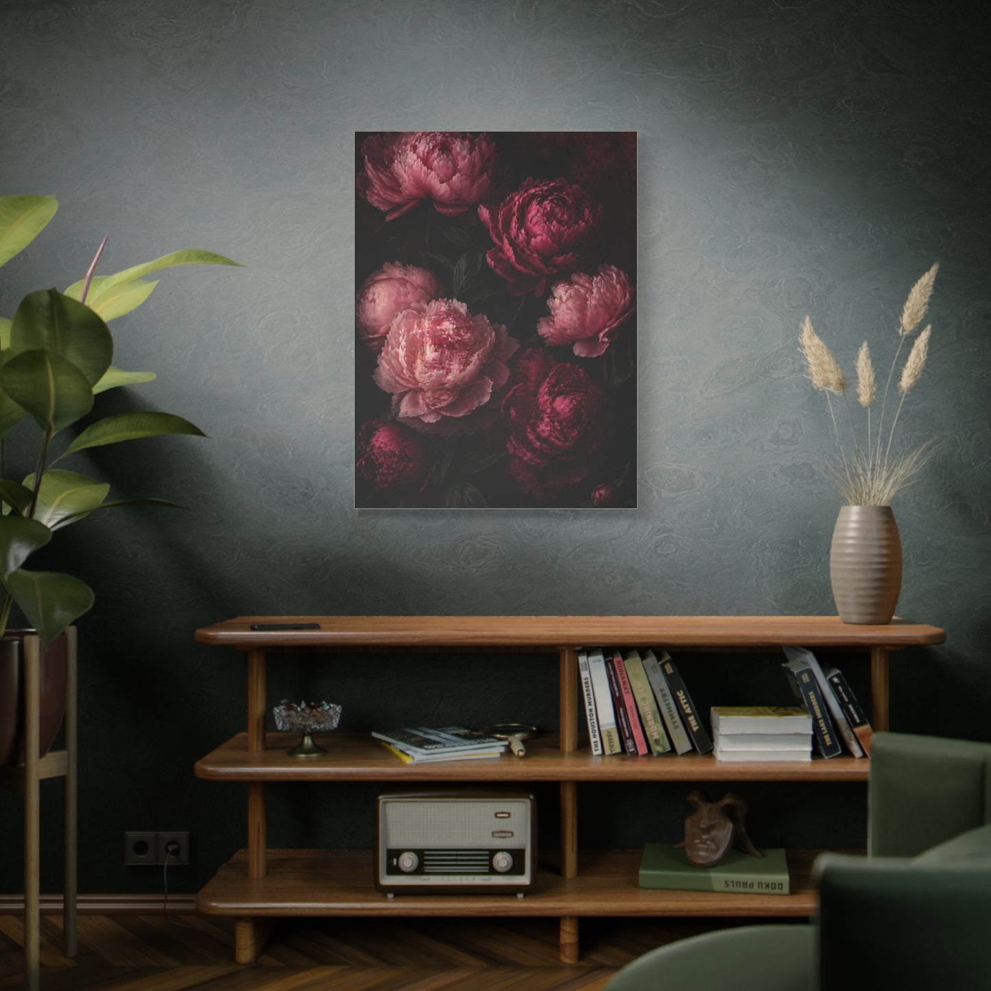 Dark Peony Floral Pink Wall Art & Canvas Print