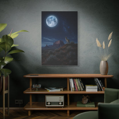 Moonlit Coyote Desert Wall Art & Canvas Print
