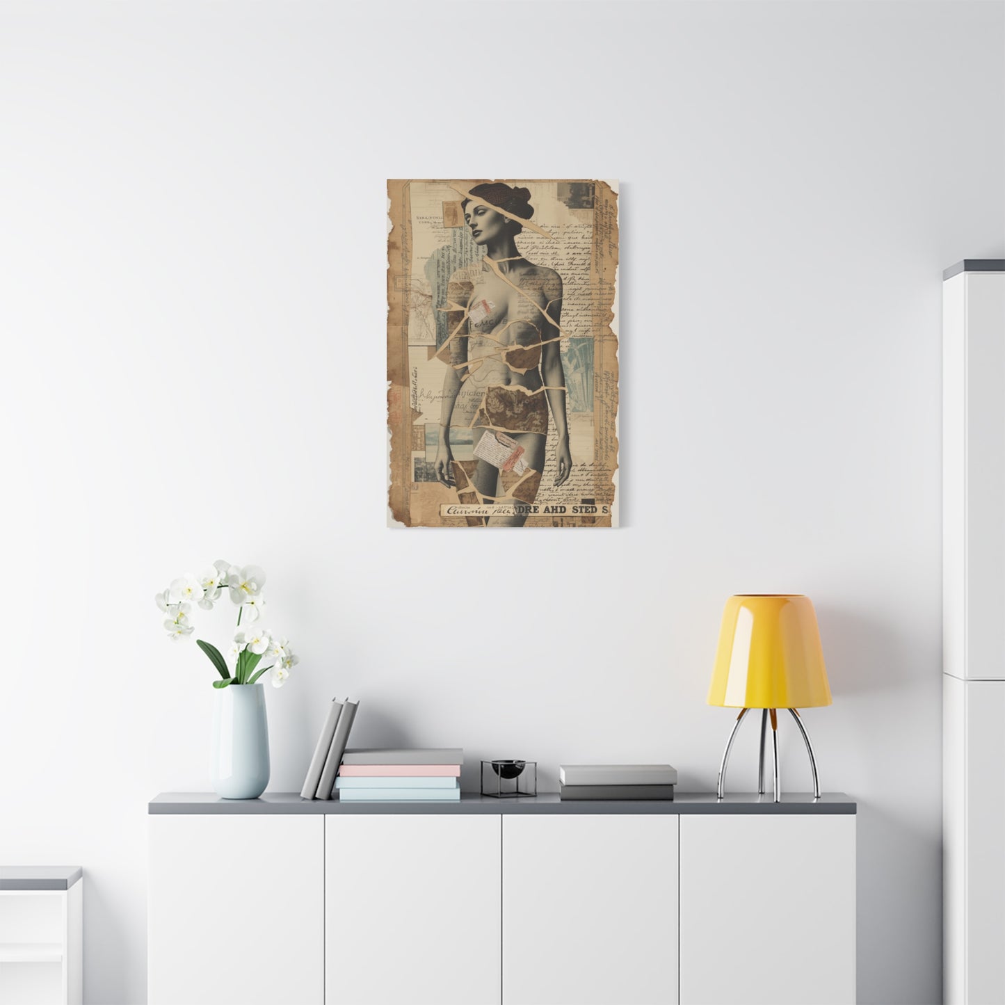 Mixed Media Collage Figure Wall Art & Canvas Print