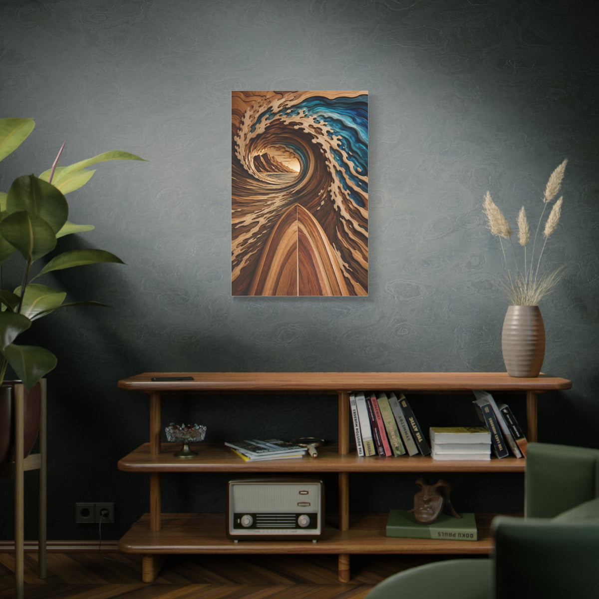 Surfboard Perspective Wooden Wave Tunnel Wall Art & Canvas Print