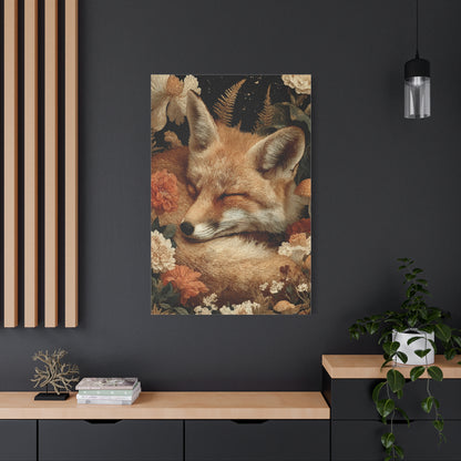 Sleeping Fox Floral Woodland Wall Art & Canvas Print