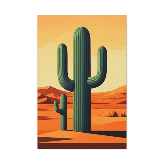 Minimal Desert Saguaro Landscape Illustration Wall Art & Canvas Prints