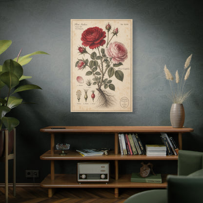 Victorian Rose Botanical Study Wall Art & Canvas Print