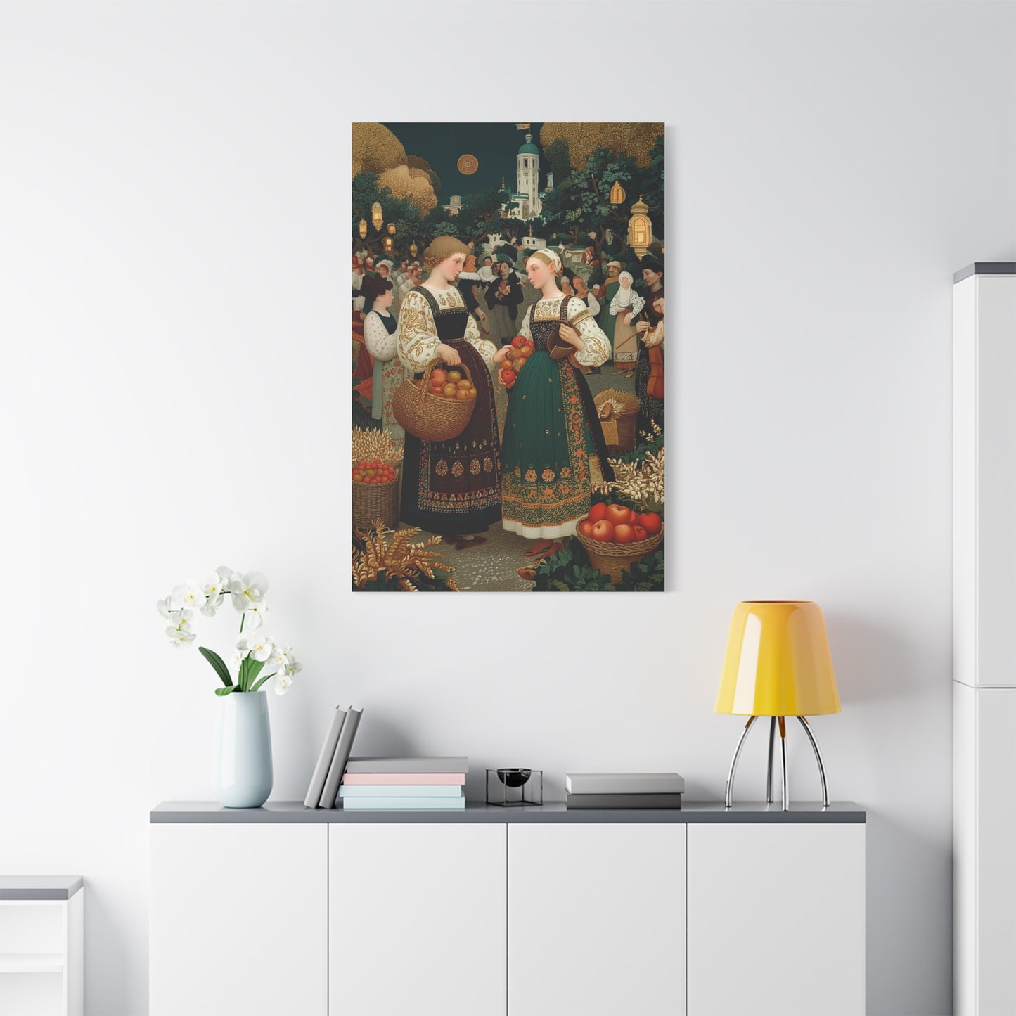 Village Harvest Festival Folk Scene Wall Art & Canvas Print