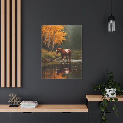Painted Autumn Horse Landscape Wall Art & Canvas Print