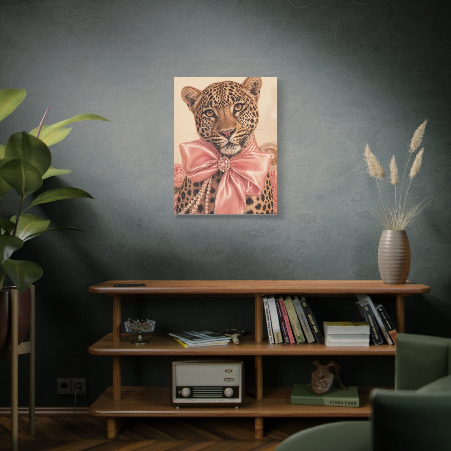 Coquette Leopard Pink Bow Portrait Wall Art & Canvas Print