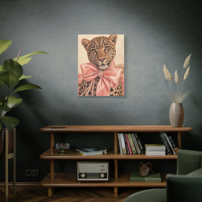 Coquette Leopard Pink Bow Portrait Wall Art & Canvas Print