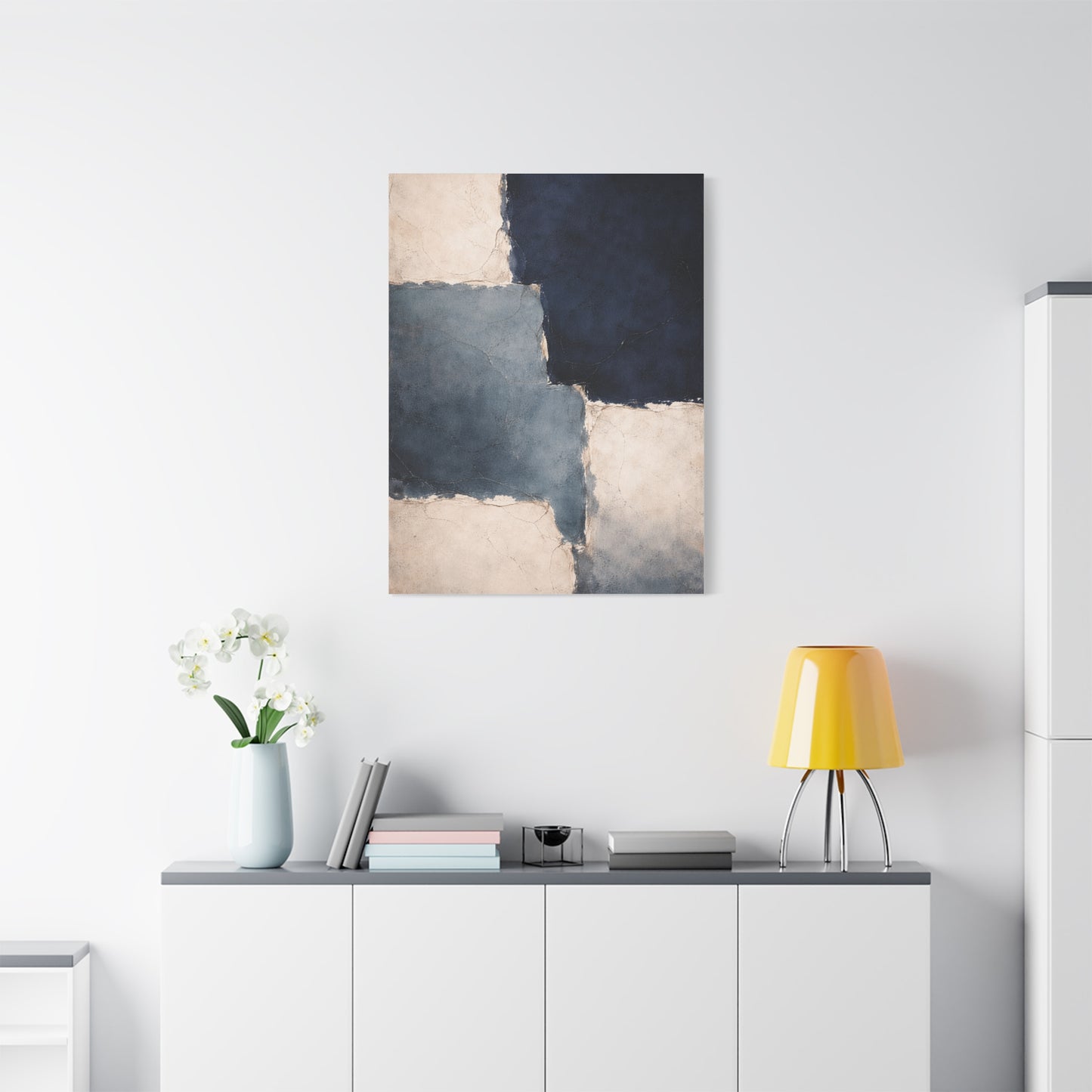 Navy and Stone Color Block Composition Wall Art & Canvas Print