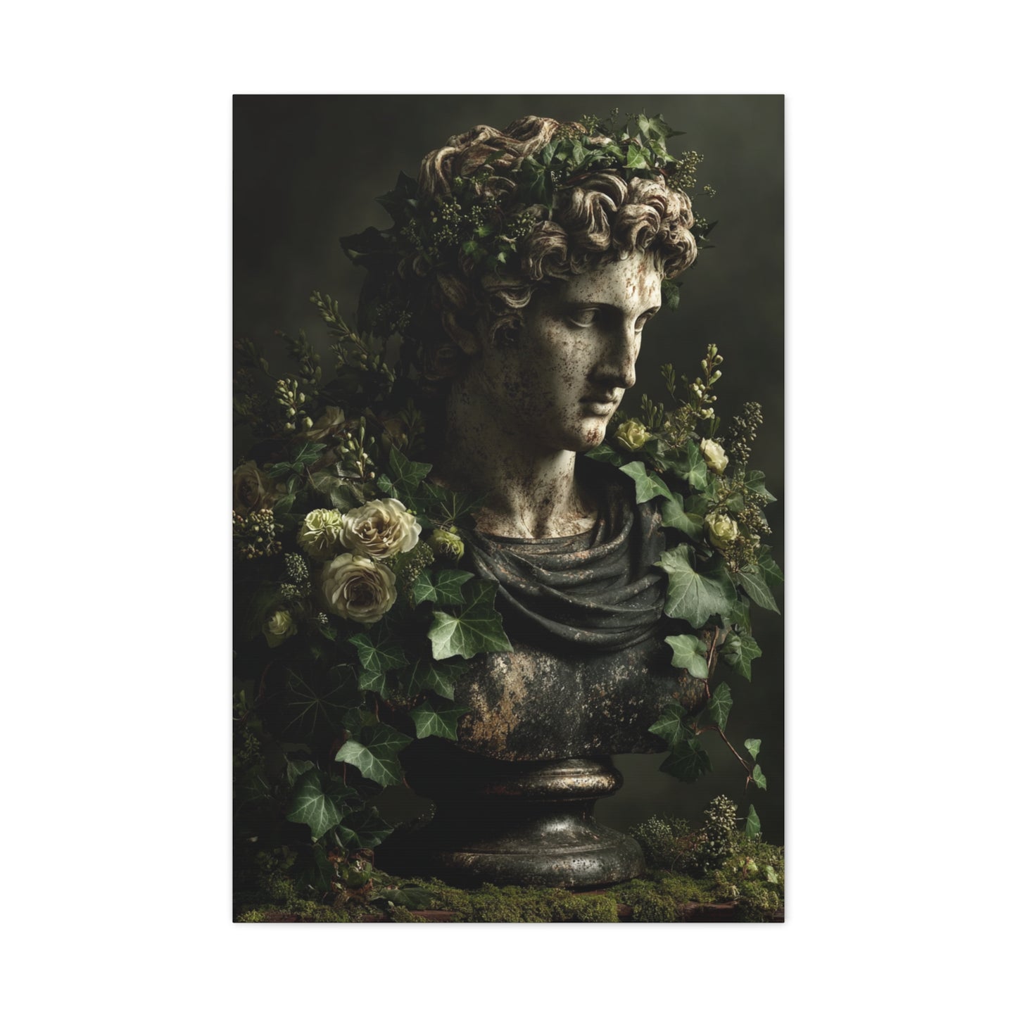 Classical Bust with Botanical Elegance Wall Art & Canvas Print