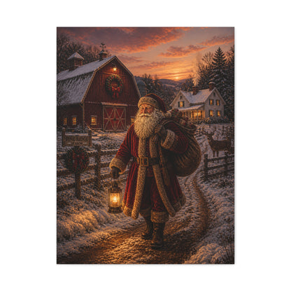 Rustic Farmhouse Santa at Dusk Wall Art & Canvas Print