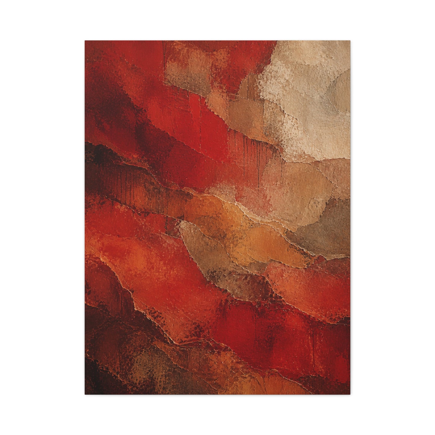 Earthy Layered Red Terrain Abstraction Wall Art & Canvas Print