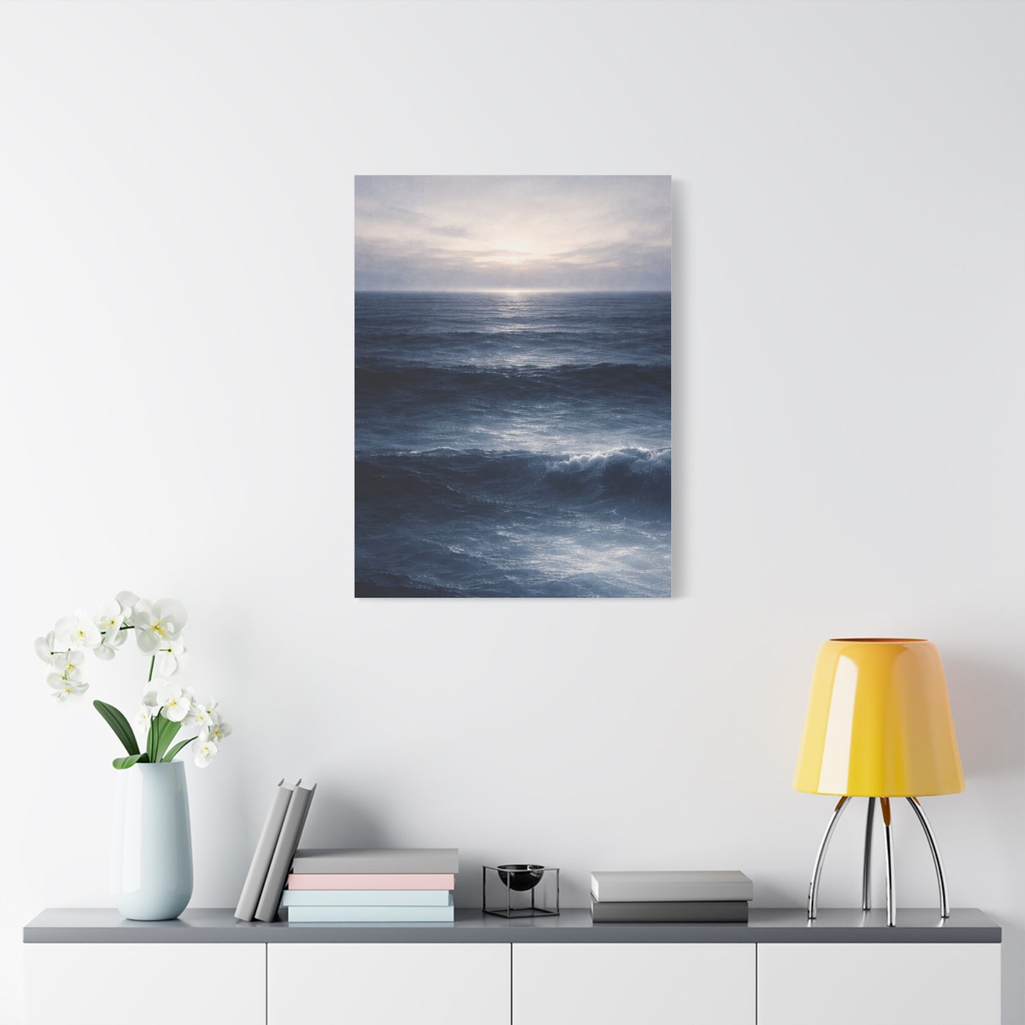 Calm Navy Ocean Horizon Wall Art & Canvas Print