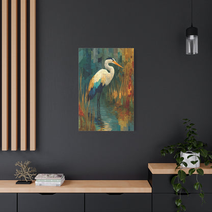 Marsh Heron Textured Composition Wall Art & Canvas Print