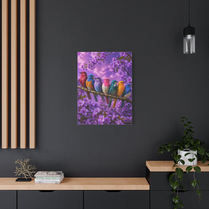 Vibrant Blossom Birds Garden Wall Art & Canvas Print