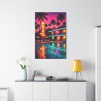 Surreal Pop-Art Motel Night Scene Wall Art & Canvas Print
