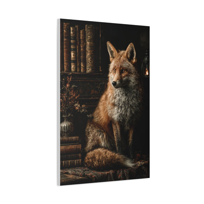 Dark Academia Fox Library Portrait Wall Art & Canvas Print
