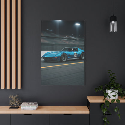 1970 Chevrolet Corvette C3 Pit Lane Under Lights Wall Art & Canvas Prints