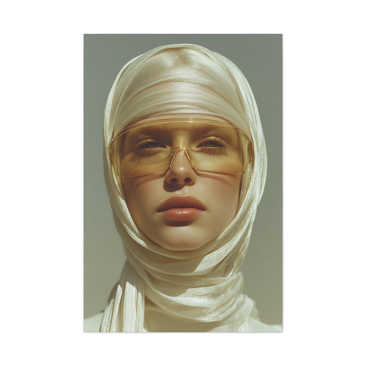 Golden Veil Futuristic Portrait Wall Art & Canvas Print