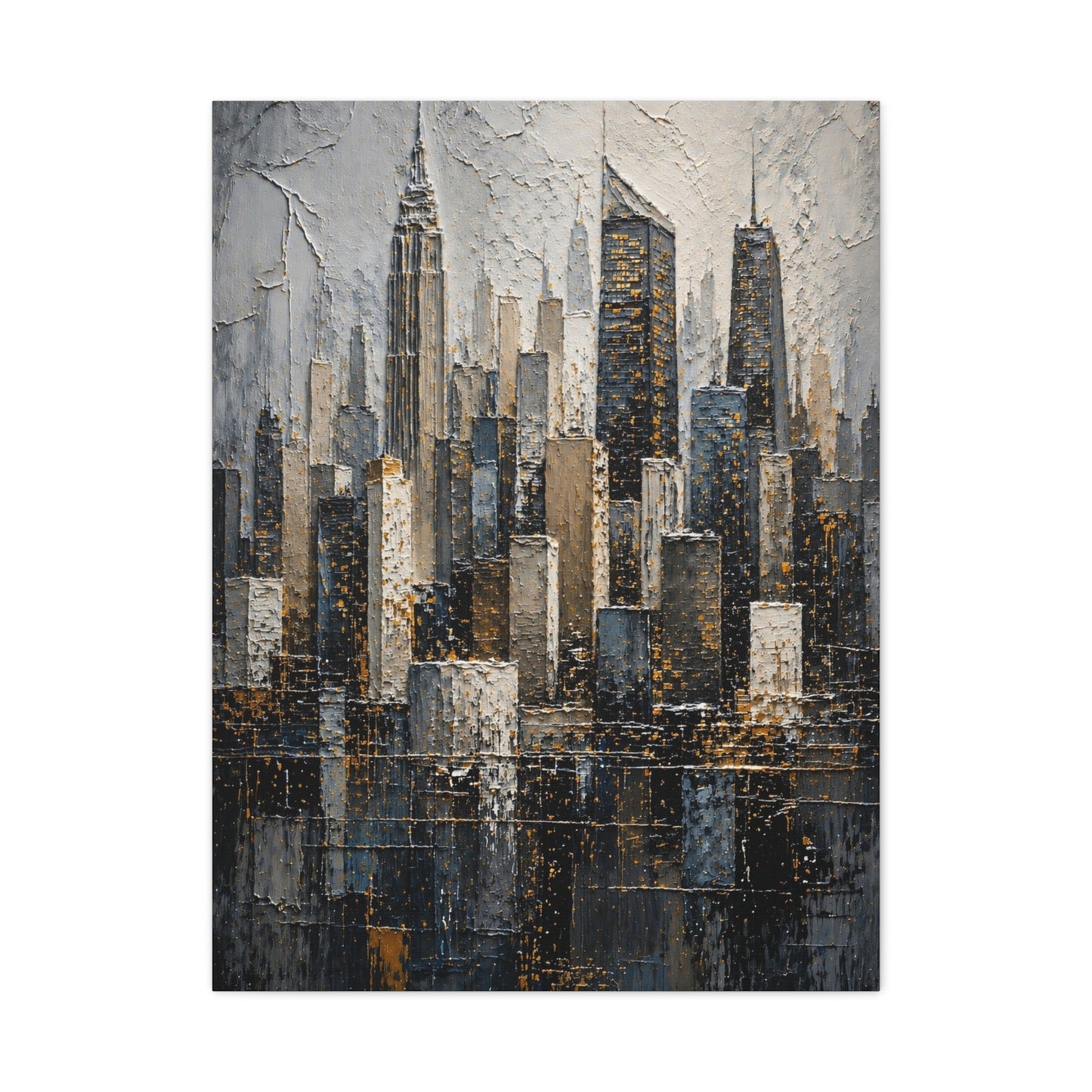 Textured City Skyline Impasto Wall Art & Canvas Print