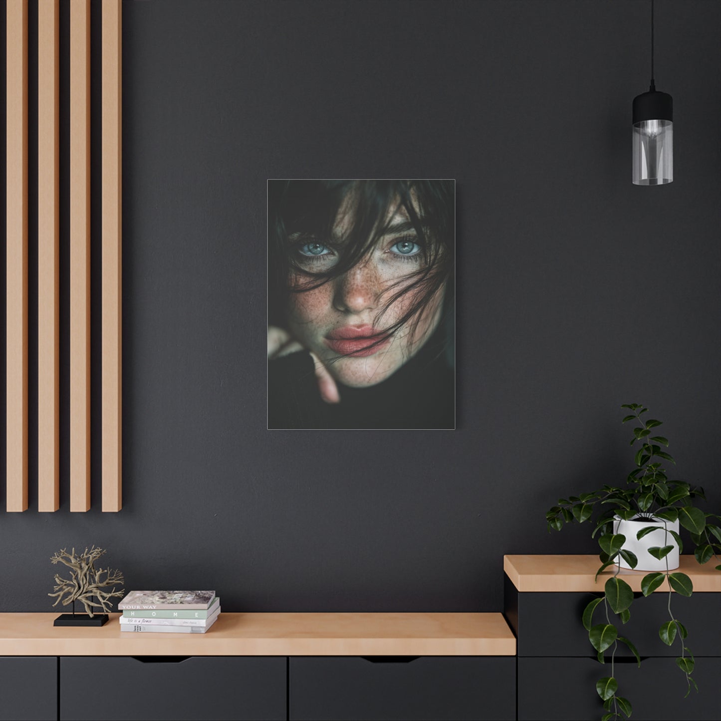 Wind-Swept Freckled Muse Portrait Wall Art & Canvas Print