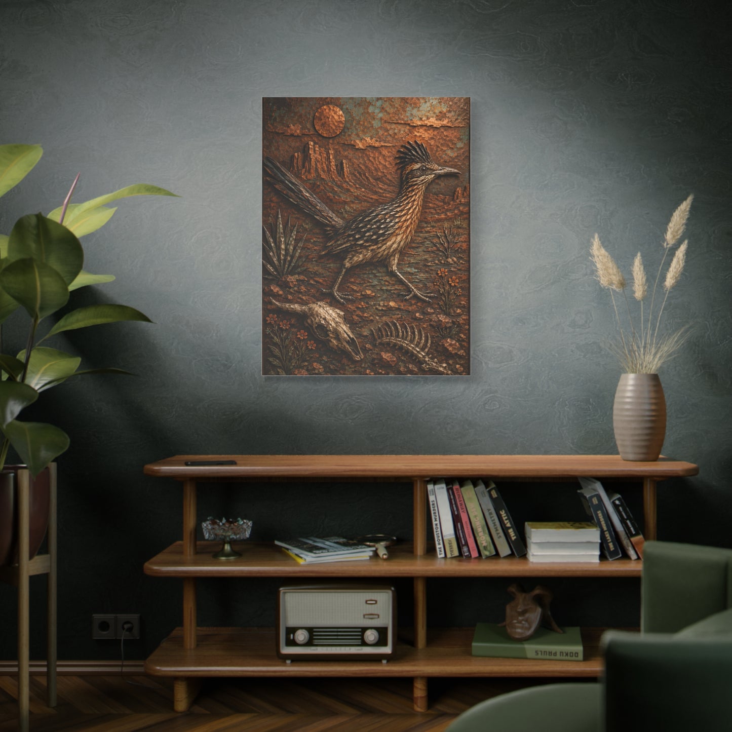 Hammered Copper Roadrunner Southwest Wall Art & Canvas Print