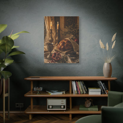 Shabbat Candlelight Still Life Wall Art & Canvas Print