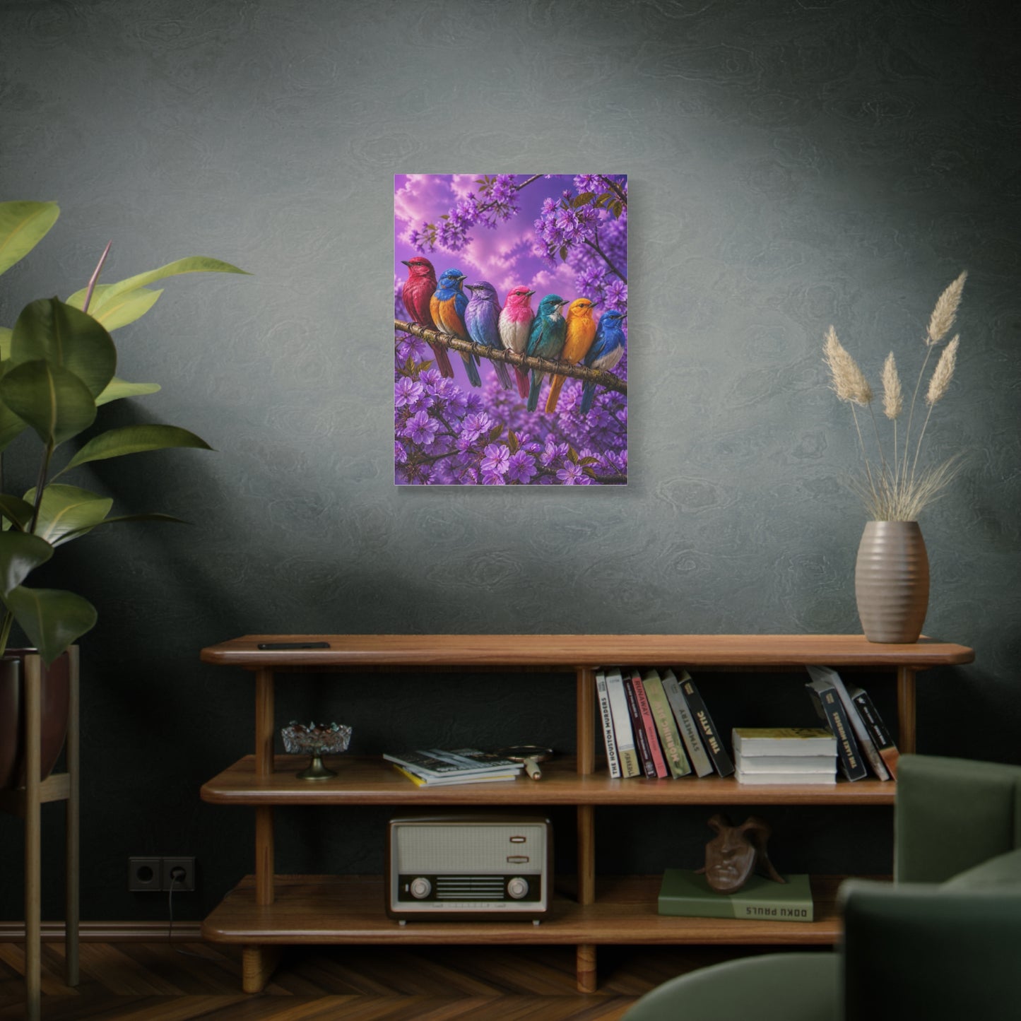 Vibrant Blossom Birds Garden Wall Art & Canvas Print