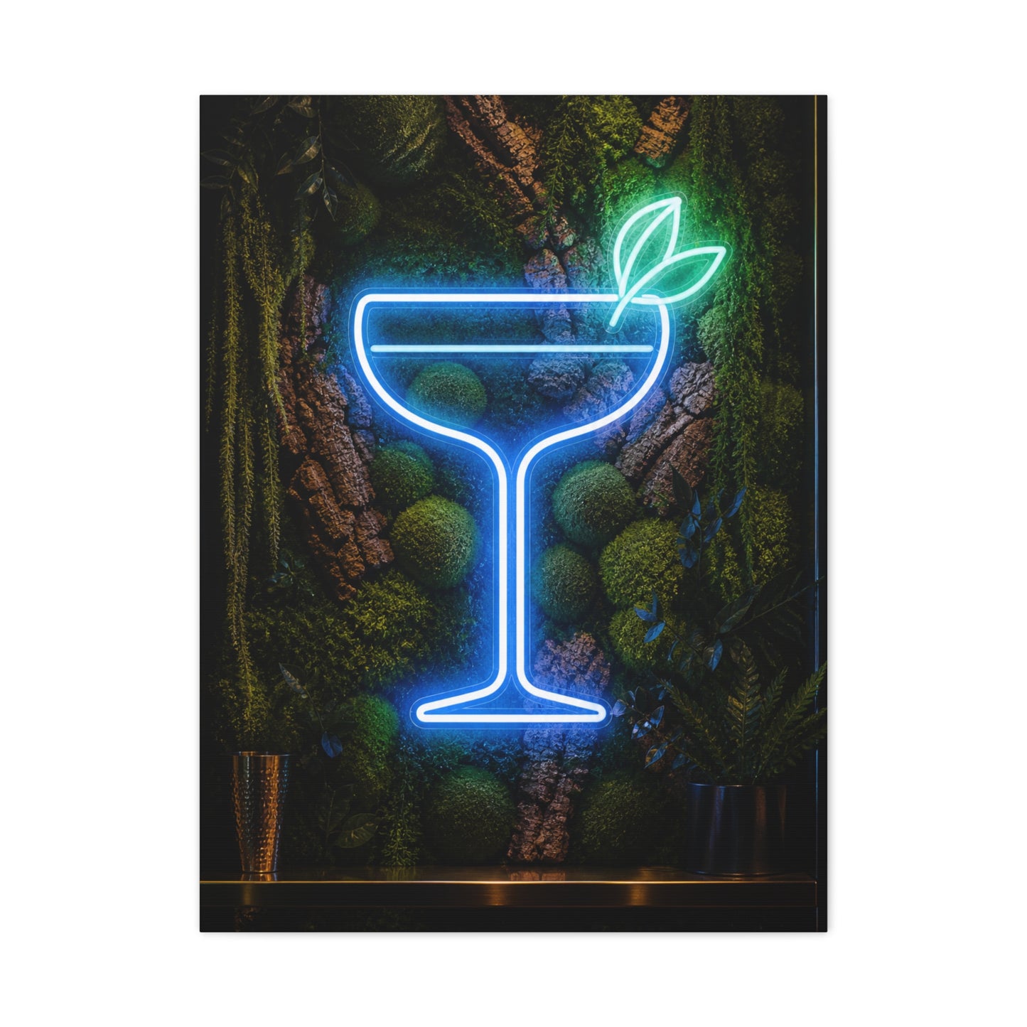 Moss Neon Cocktail Sculpture Wall Art & Canvas Print