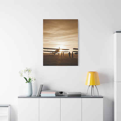 Vintage Airfield Sunset Silhouette Wall Art & Canvas Prints