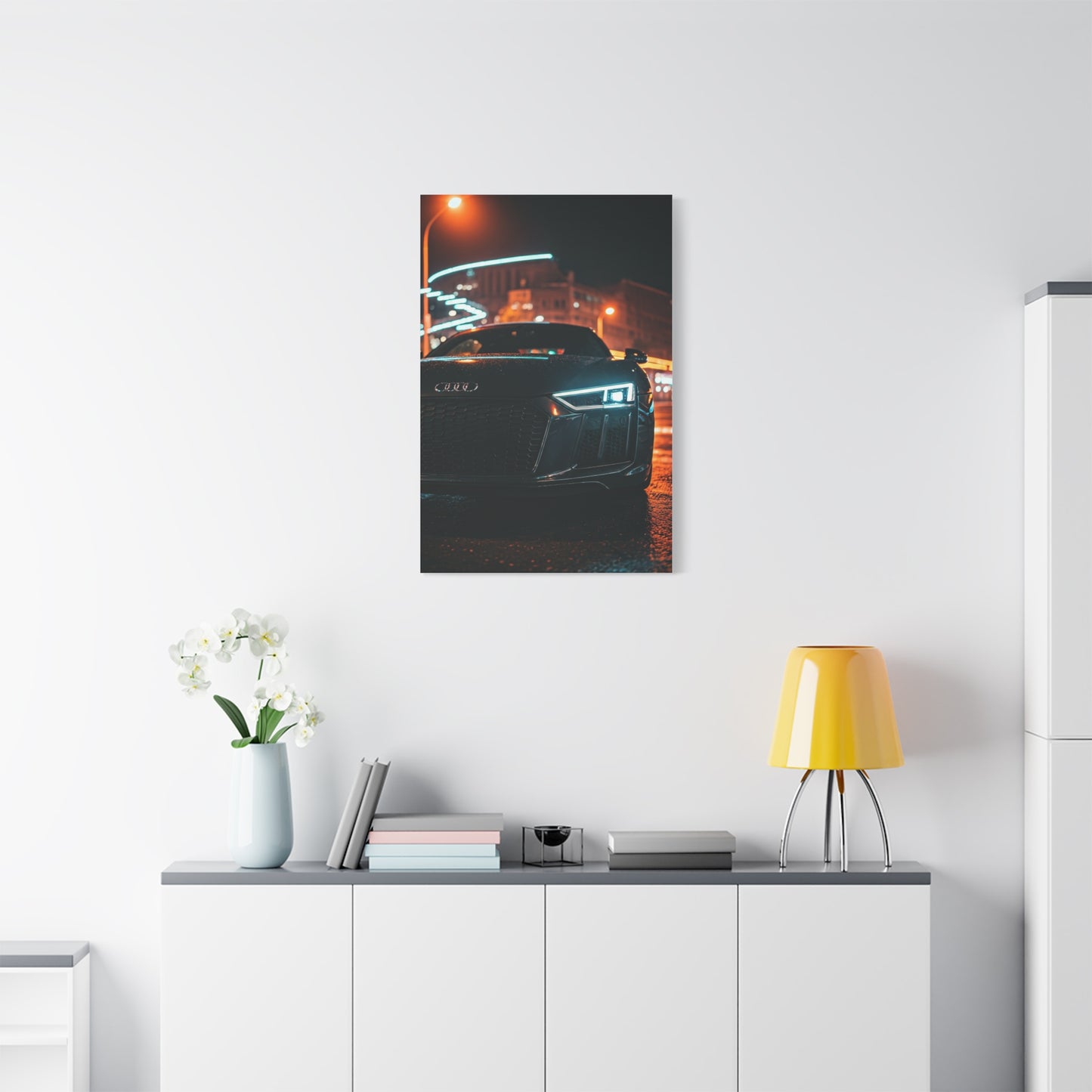 Audi R8 V10 Plus Downtown Night Drive Wall Art & Canvas Prints