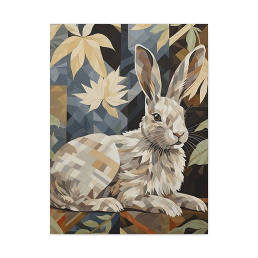 White Abstract Rabbit Painting Wall Art & Canvas Prints