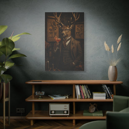 Aristocratic Deer Gentleman Cocktail Portrait Wall Art & Canvas Print