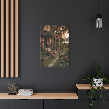 Farmhouse Porch Rooster Scene Wall Art & Canvas Print