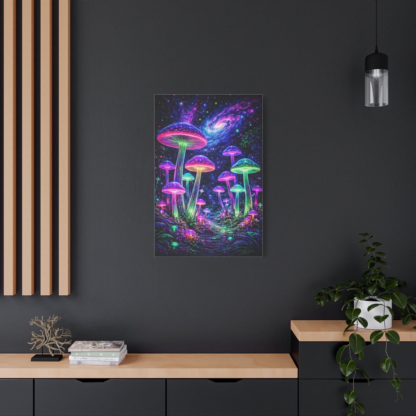 Glowing Giant Mushrooms in Midnight Forest Wall Art & Canvas Print