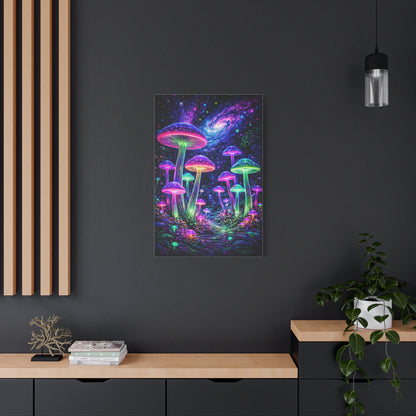 Glowing Giant Mushrooms in Midnight Forest Wall Art & Canvas Print